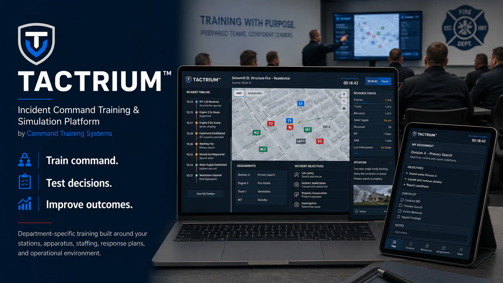 Illustrative TACTRIUM™ fire department command training environment